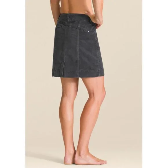 ATHLETA Roseville Flex Corduroy Zip Pockets Charcoal Skirt - Picture 3 of 4